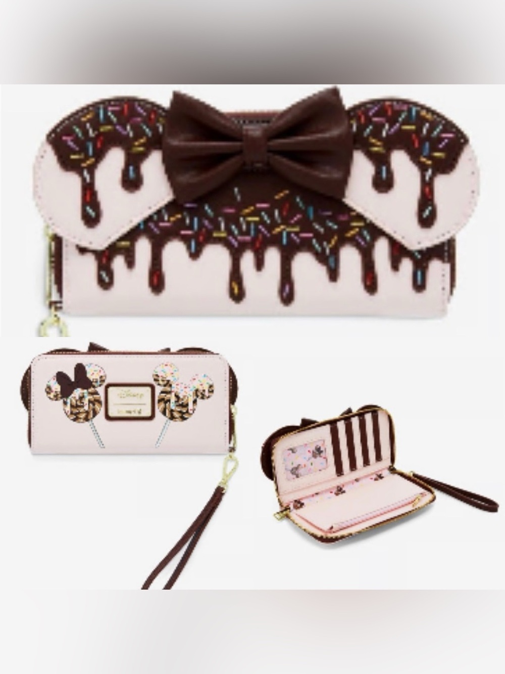 NWOT Loungefly Disney Minnie Mouse
Chocolate Sprinkles Ears Zip Wallet